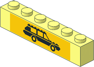 Brick  1 x  6 with Black Car Sticker