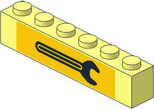 Brick  1 x  6 with Black Wrench Sticker