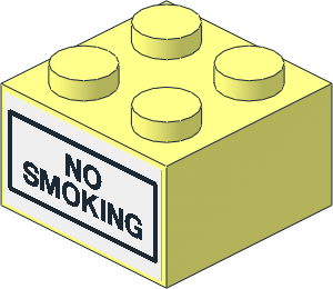 Brick  2 x  2 with "NO SMOKING" Sticker on Both Sides