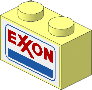 Brick  1 x  2 with Exxon Logo Sticker on Both Sides