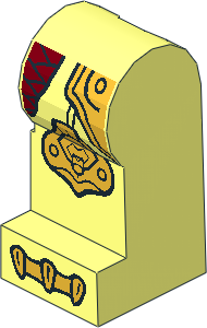 Minifig Leg Left with Dark Red Scales, Lion Knee Pad and Clawed Toe Pattern