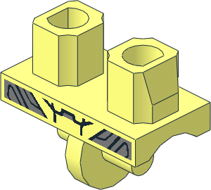 Minifig Hips with Black and Metallic Silver Armour Pattern