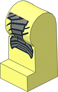 Minifig Leg Left with Black and Metallic Silver Armour and Knee Pad Pattern