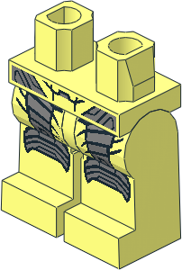 Minifig Hips and Legs with Black and Metallic Silver Armour and Knee Pads Pattern