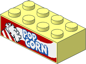 Brick  2 x  4 with Popcorn Sticker on Both Sides