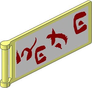 Flag  8 x  3 with Rod without Reinforced Base and Flat Sides with Red Ninjago Logogram "DOJO" on White Background Sticker on Both Sides