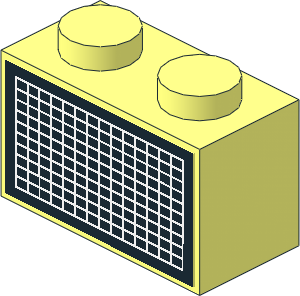 Brick  1 x  2 with White and Black Grille Sticker