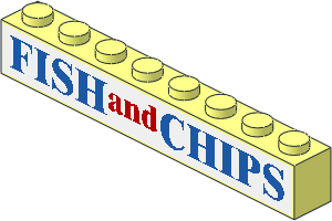 Brick  1 x  8 with "FISH and CHIPS" Sticker