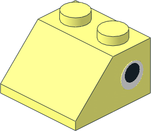 Slope Brick 45  2 x  2 with Black Circle Sticker on Both Sides