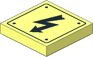 Tile  2 x  2 with Black Lightning/Electricity and Rounded Square Sign Pattern