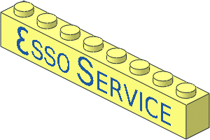 Brick  1 x  8 with Blue Long "ESSO SERVICE" Pattern