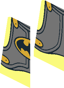 ~Minifig Torso with Silver Armour Plate, Batman Logo and Yellow/Dark Blue Shirt Pattern - Half