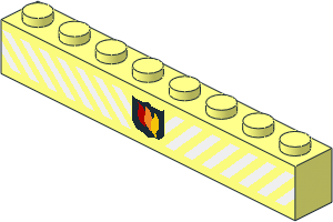 Brick  1 x  8 with Fire Logo Badge and Diag Stripes Pattern