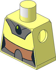 Minifig Torso with Metallic Silver Yoke and Belt, Black Pendant and Nougat Middle Pattern