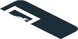 ~Sticker  0.8 x  1.9 with White Logos on Black Background Left - First Face