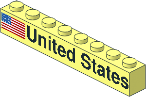 Brick  1 x  8 with "United States" and US Flag Pattern