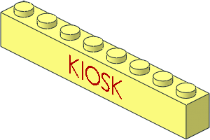 Brick  1 x  8 with Red Thin "KIOSK" Pattern