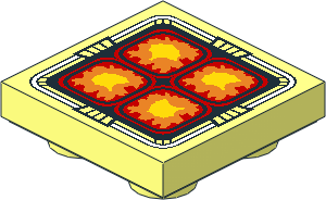 Tile  2 x  2 Inverted with Four Red, Orange and Yellow Rounded Squares Pattern