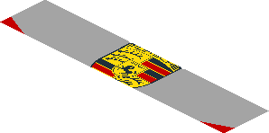 ~Sticker  1.9 x  1.8 with Logos and Grey and Red Stripes on White Background - Third Face