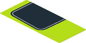 Sticker  1.8 x  4.0 with Black Trapezoid on Lime Background Right