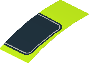 Sticker  1.8 x  4.0 with Black Trapezoid on Lime Background Right (Formed)