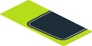 Sticker  1.8 x  4.0 with Black Trapezoid on Lime Background Left