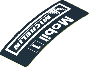 Sticker  0.8 x  1.9 with White Logos on Black Background Left (Formed)