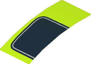 Sticker  1.8 x  4.0 with Black Trapezoid on Lime Background Left (Formed)