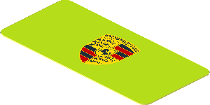 Sticker  0.8 x  1.8 with Porsche Badge on Lime Background