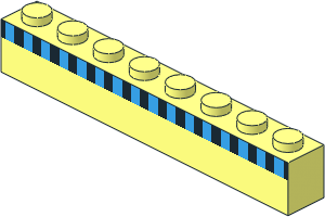 Brick  1 x  8 with Black Stripe and 16 Blue Squares Pattern