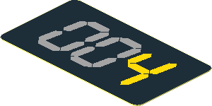 Sticker  1.0 x  1.8 with Yellow Digital "4" on Black Background