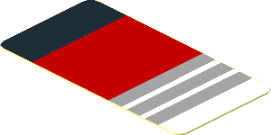 Sticker  0.9 x  1.8 with Black, 3 Grey and Red Stripes on White Bakground Right