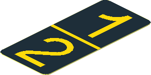 Sticker  0.8 x  1.8 with Yellow 1 2 on Black Background