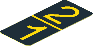 Sticker  0.8 x  1.8 with Yellow 2 1 on Black Background