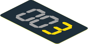 Sticker  1.0 x  1.8 with Yellow Digital "3" on Black Background