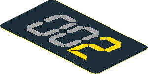 Sticker  1.0 x  1.8 with Yellow Digital "2" on Black Background