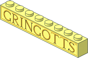 Brick  1 x  8 with "GRINGOTTS" Pattern
