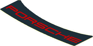 Sticker  1.2 x  3.9 with Red "PORSCHE" on Black Background