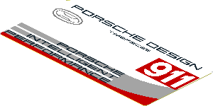 Sticker  1.8 x  3.8 with Logos, Car Door Handle and Black Grey and Red Stripes on White Background Right