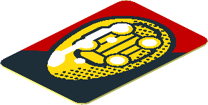 Sticker  0.8 x  1.8 with Yellow Headlamp and Red Stripe on Black Background Left