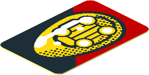 Sticker  0.8 x  1.8 with Yellow Headlamp and Red Stripe on Black Background Right