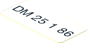 Sticker  0.8 x  1.8 with White Number Plate "DM25186" on White Background