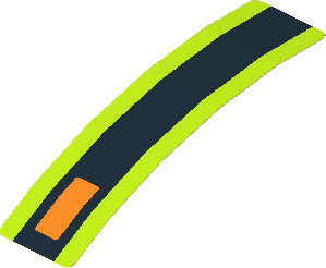 Sticker  0.8 x  3.0 with Black Line and Orange Light on Lime Backgound (Formed)