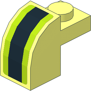 Brick  2 x  1 x  1.333 with Curved Top with Black Line on Lime Background Sticker