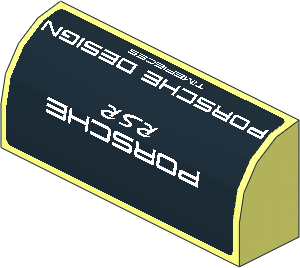 Brick  1 x  4 x  1.333 with Curved Top with White Logos on Black Background Sticker