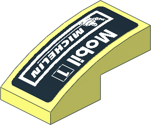 Slope Brick Curved  2 x  1 with White Logos on Black Background Left Sticker