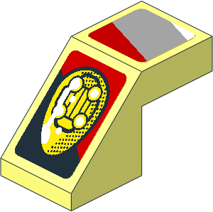 Slope Brick 45  2 x  1 with Grey and Red Stripes and Yellow Headlamp and Red Stripe on Black Background Right Stickers