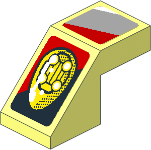 Slope Brick 45  2 x  1 with Grey and Red Stripes and Yellow Headlamp and Red Stripe on Black Background Left Stickers