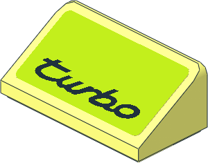 Slope Brick 31  1 x  2 x  0.667 with Black "turbo" on Green Background Sticker