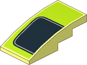 Slope Brick Curved  4 x  2 with Black Trapezoid on Lime Background Left Sticker